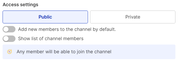 Access settings of a discussion channel