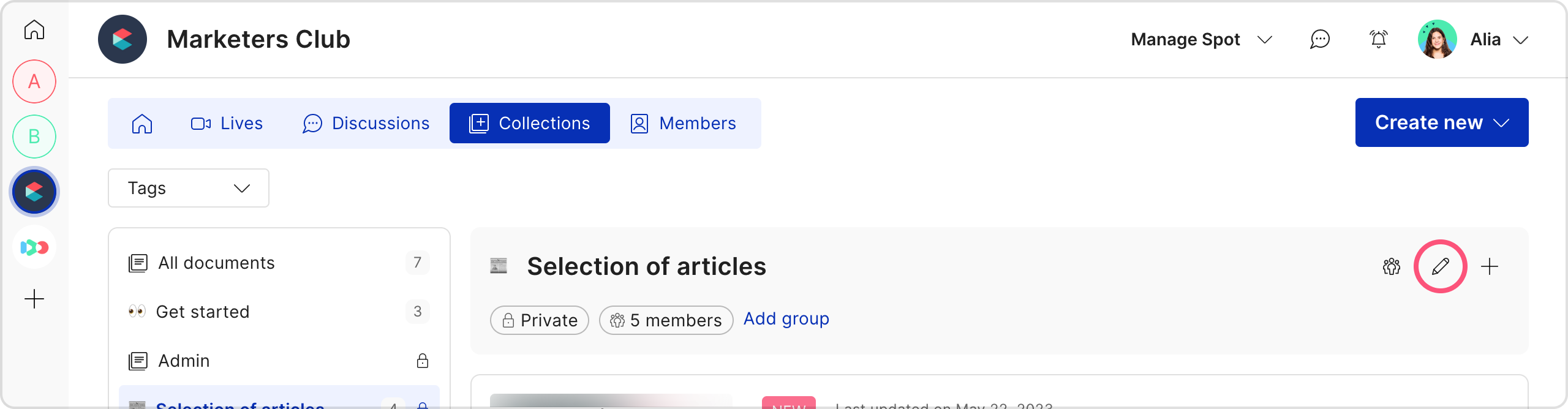 Edit collection settings