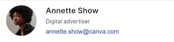 Title block of a member's profile